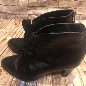 Genuine Leather Lace Up Bootie